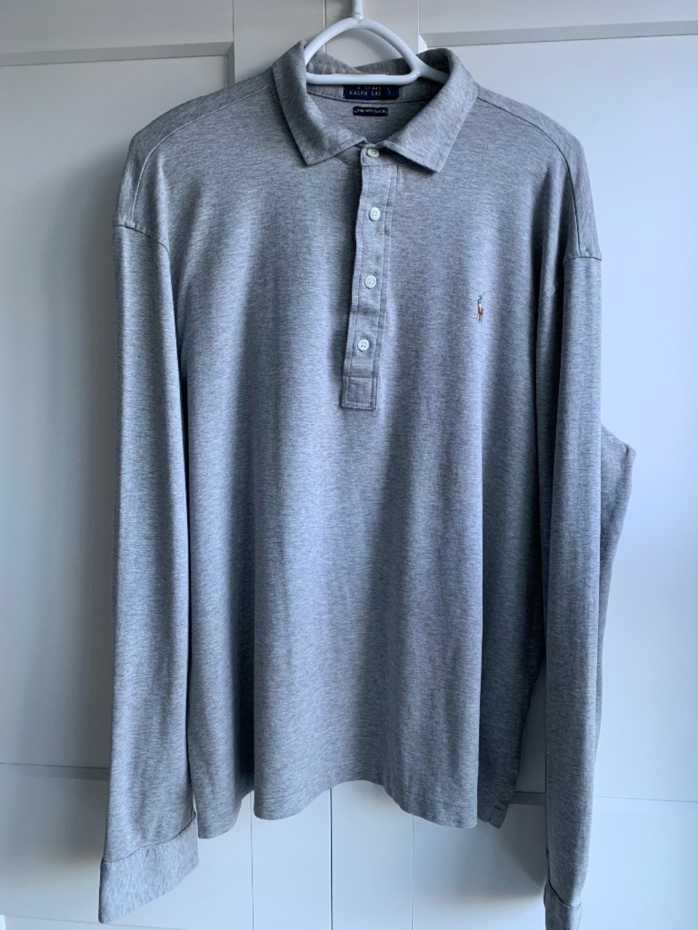 POLO RALPH LAUREN MEN'S GARY LONG SLEEVE POLO SHIRT PIMA COTTON SIZE XXL